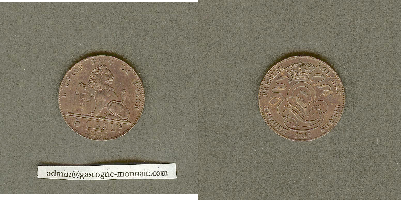 Belgique Leopold I 5 Centimes 1857 SUP
